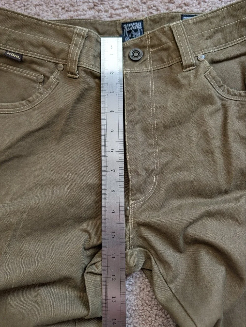 Kuhl Men Vintage Patina Olive Green Ryder Workwear Straight Leg Pants Size 32x30